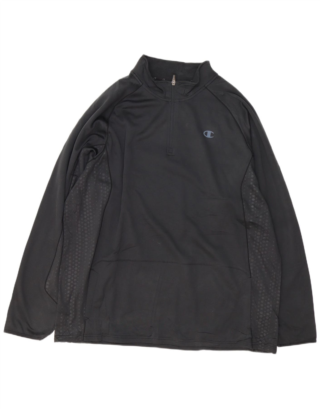 CHAMPION Herre Zip Neck Pullover Træningsdragt Top 2XL Sort plettet polyester