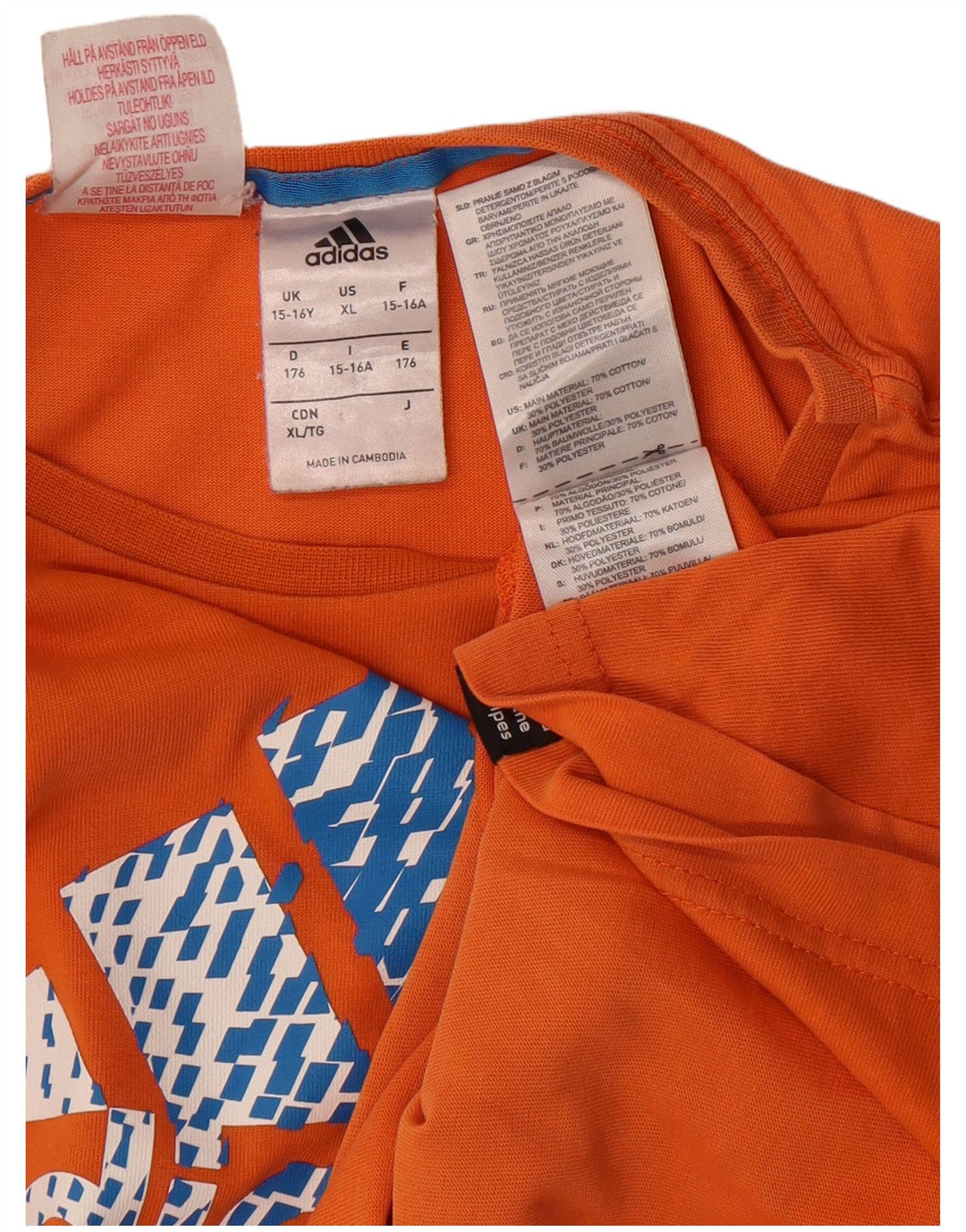 Adidas drenge grafisk t-shirt top 15-16 år orange bomuld