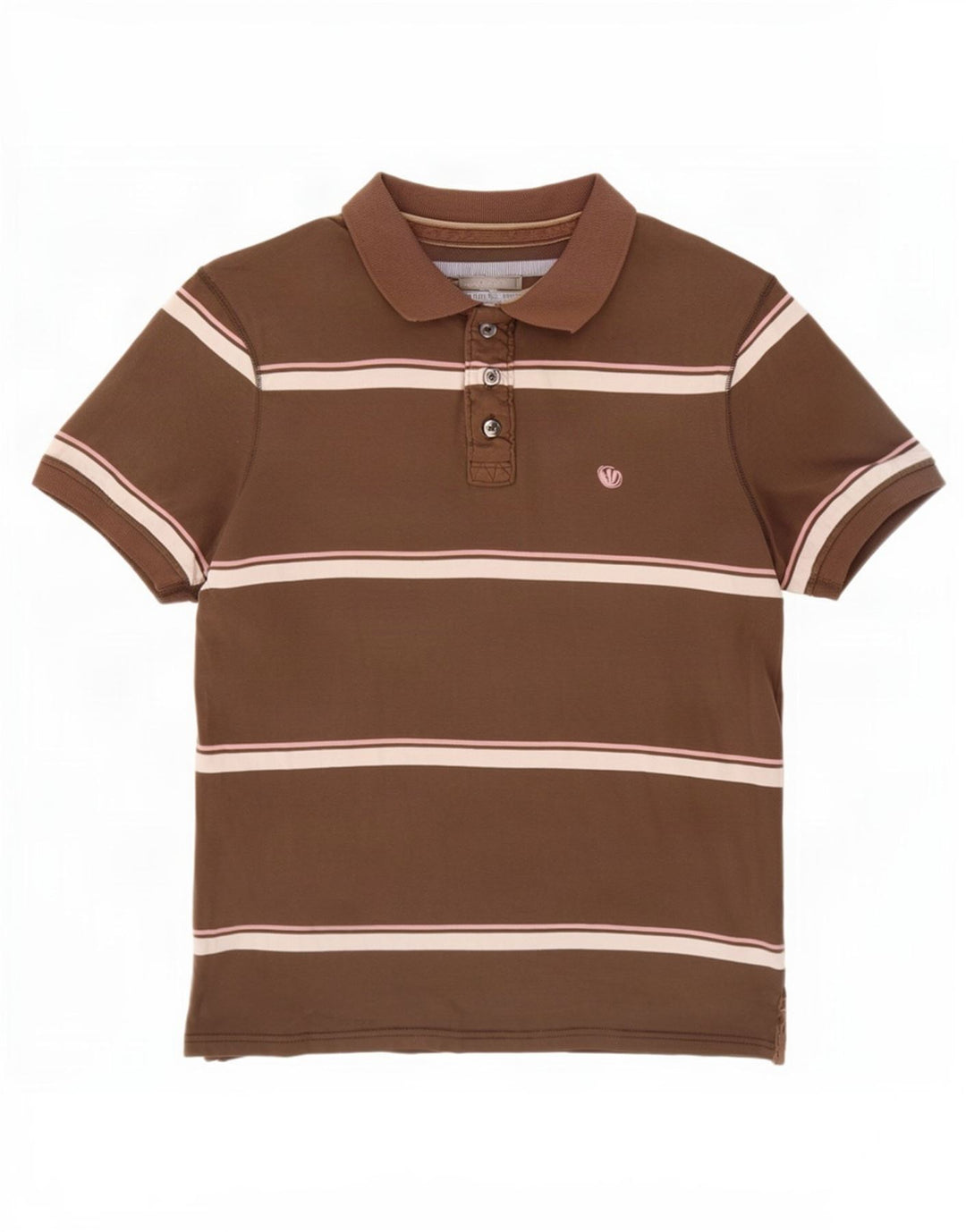 Fat Face Herre Polo Shirt Medium Brun Stribet Bomuld