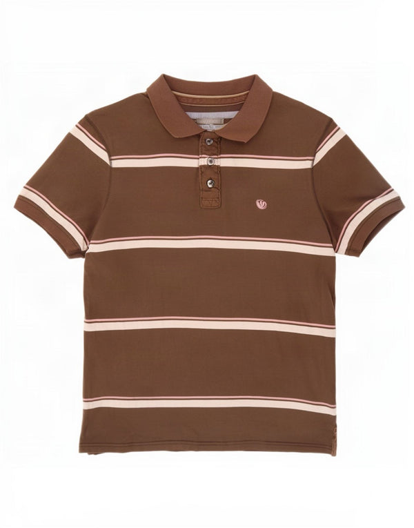 Fat Face Herre Polo Shirt Medium Brun Stribet Bomuld