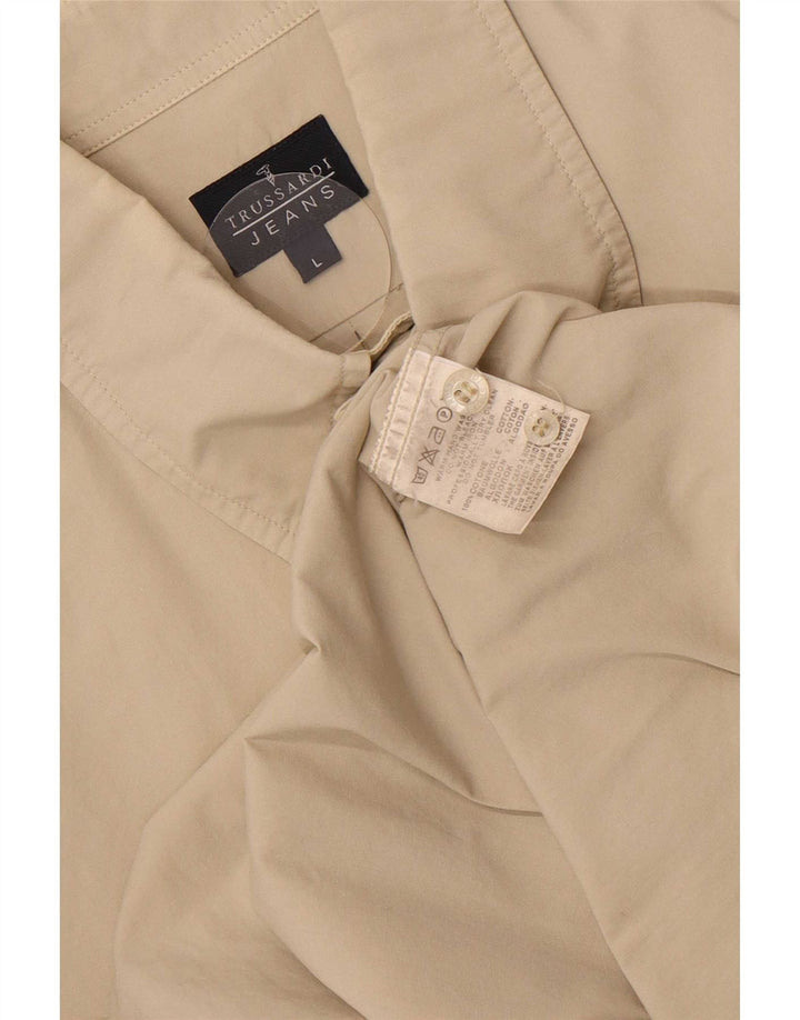 Trussardi Jeans Herreskjorte Stor Beige Bomuld