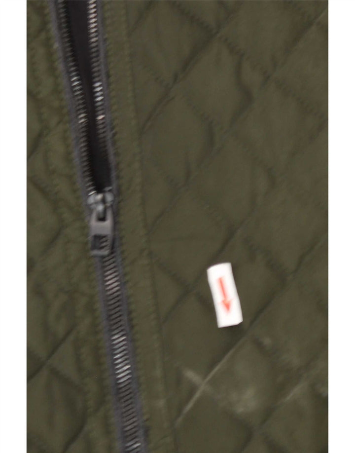 Zara Herre Quiltet Jakke UK 42 XL Grøn Polyester