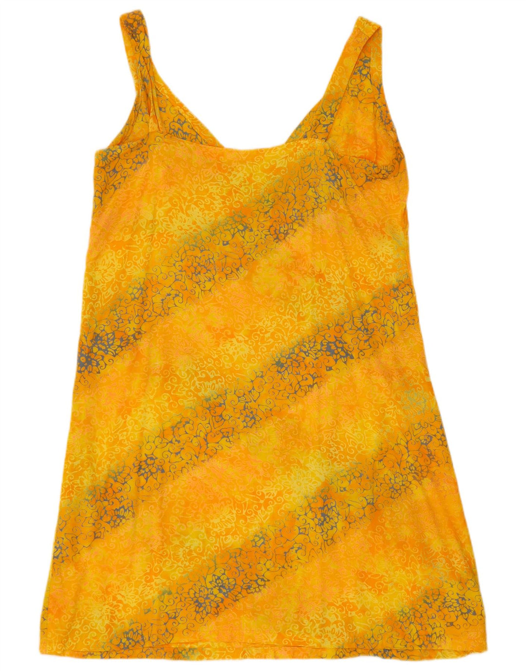 Vintage solkjole til kvinder UK 14 Medium Yellow Paisley