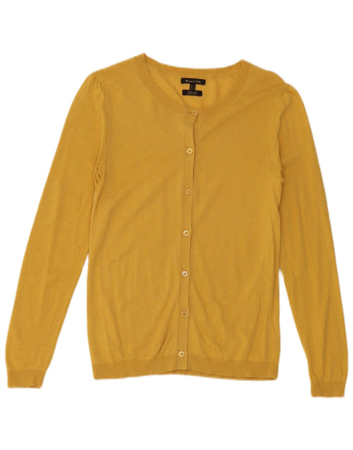 Massimo Dutti Dame Cardigan Sweater UK 10 Lille Gul Uld