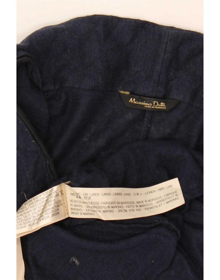 Massimo Dutti Dame Bluse Top UK 18 XL Navy Blue Linen