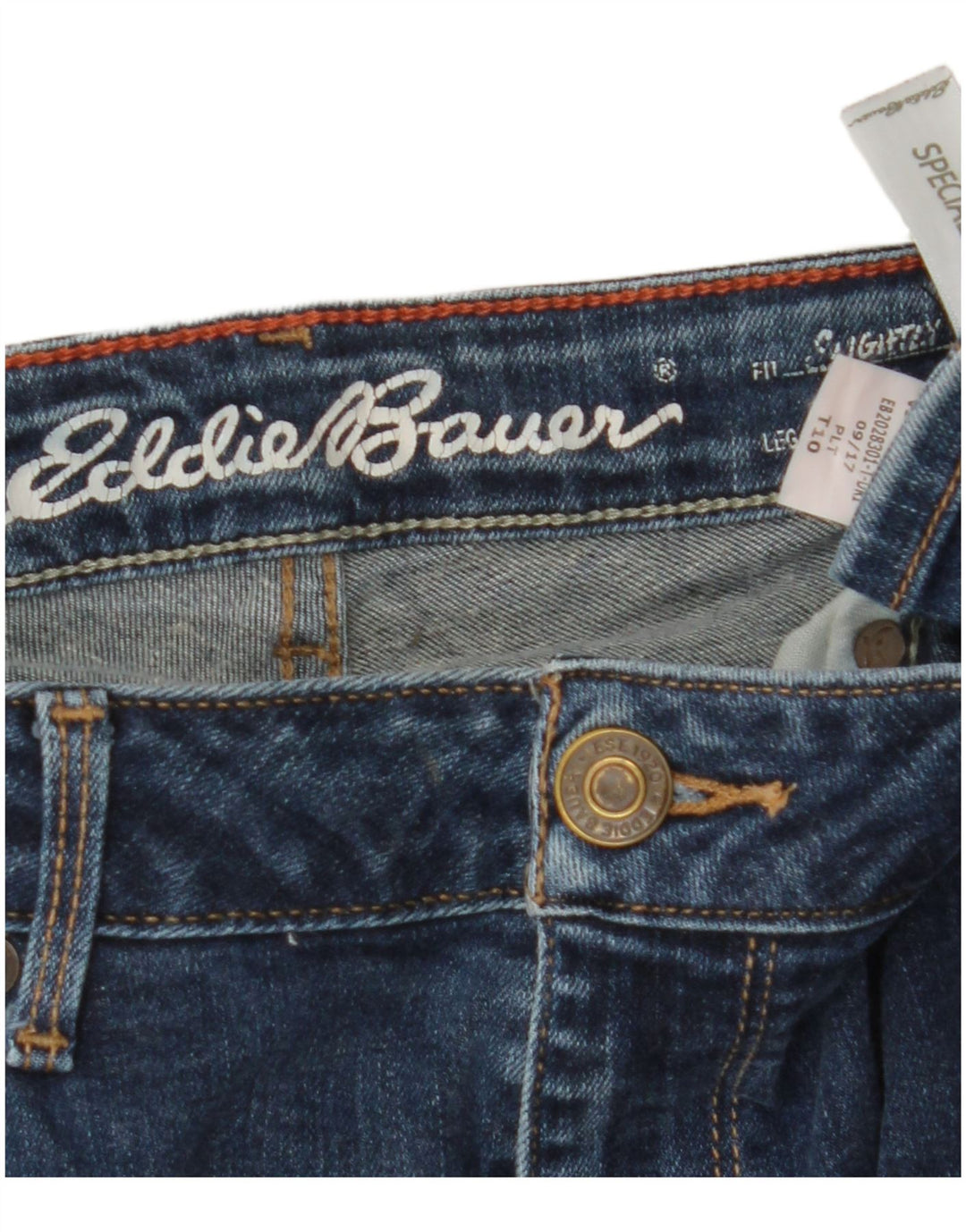 Eddie Bauer Dame Slightly Curvy Straight Jeans US 10 Large W30 L33 Blue