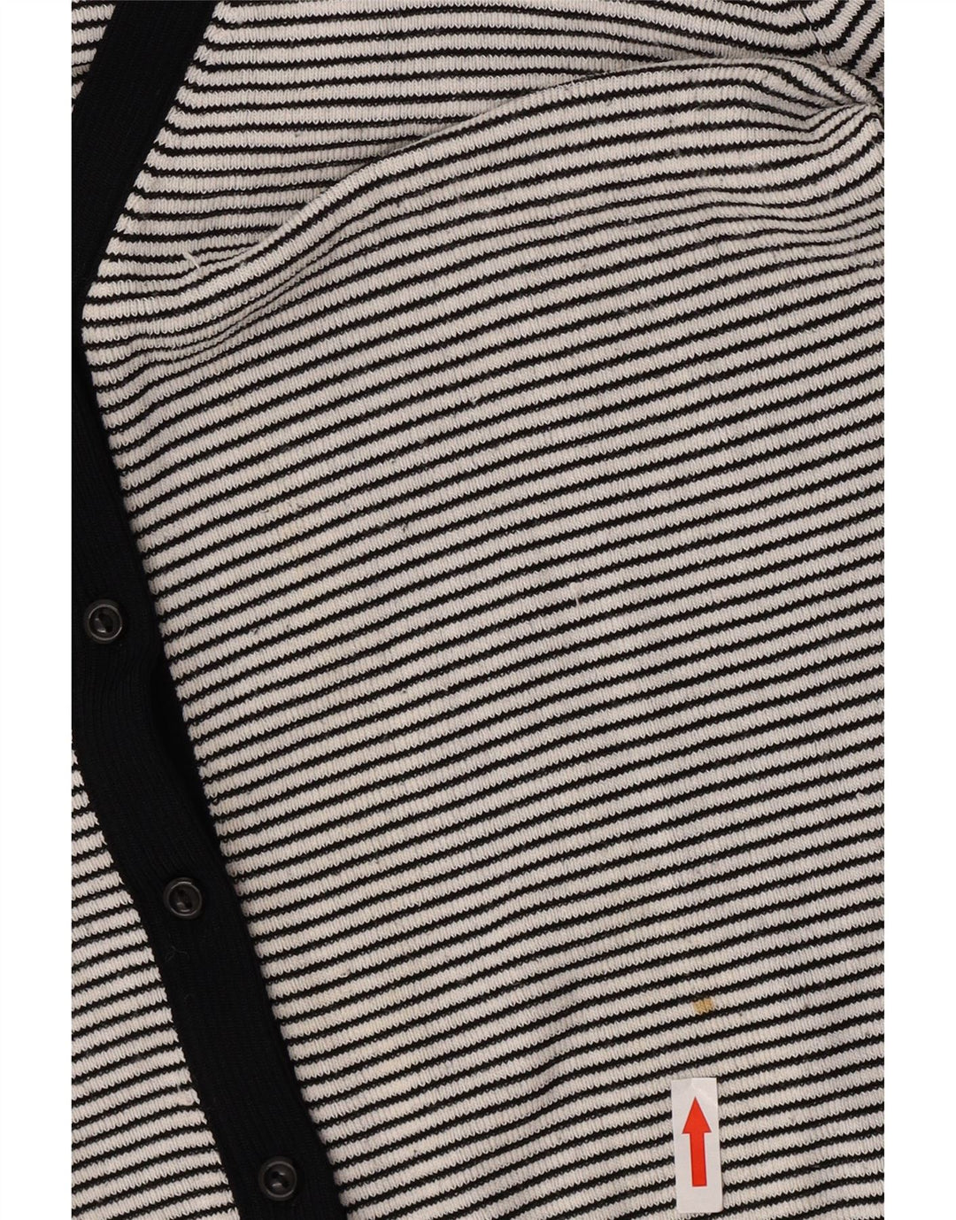 Zara Dame Cardigan Sweater UK 12 Medium Sort Stribet Rayon