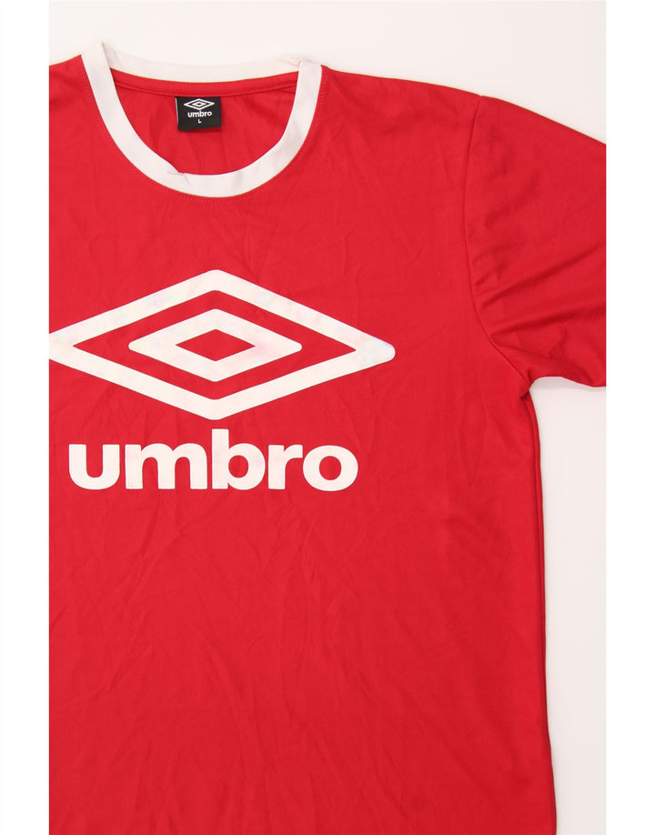 UMBRO Boys Graphic T-Shirt Top 15-16 Years Large Red Polyester Vintage Umbro and Second-Hand Umbro from Messina Hembry 