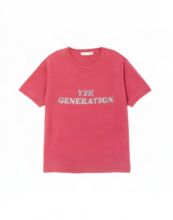 Zara Dame Grafisk T-Shirt Top UK 10 Lille Pink Bomuld