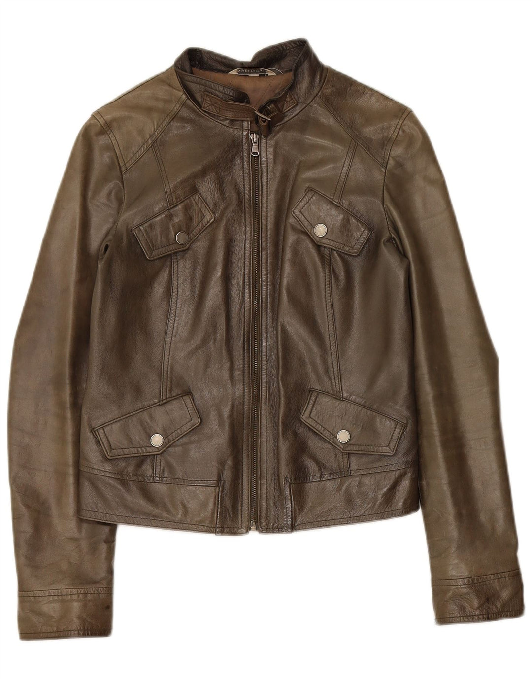 Vintage læderjakke til kvinder IT 42 Medium Khaki Læder