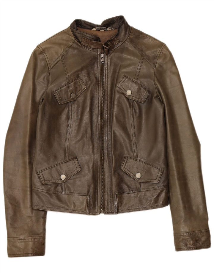 Vintage læderjakke til kvinder IT 42 Medium Khaki Læder