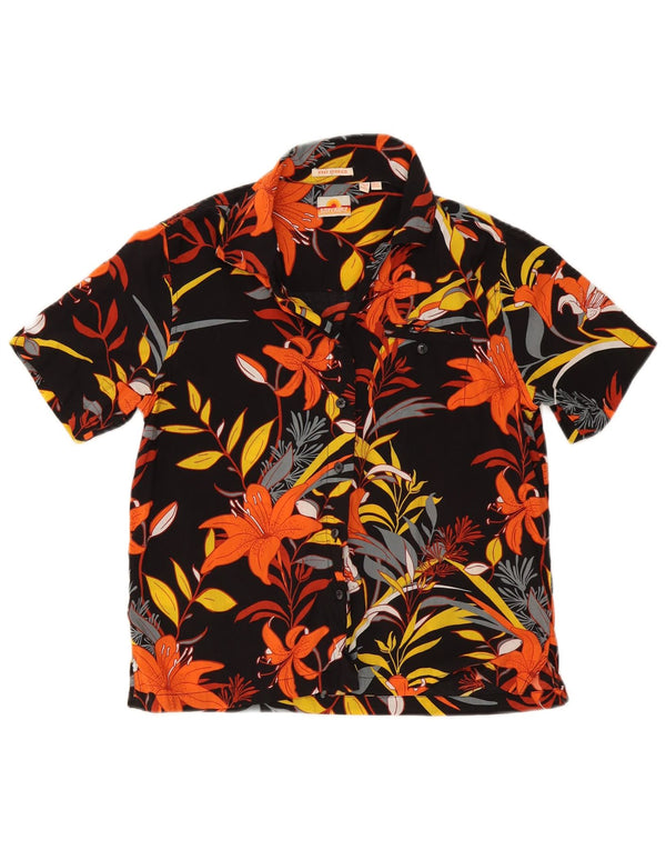 Superdry kortærmet skjorte til kvinder UK 10 Small Black Floral Hawaiian