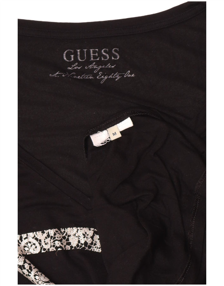 Guess Grafisk Top Langærmet UK 12 Medium Sort