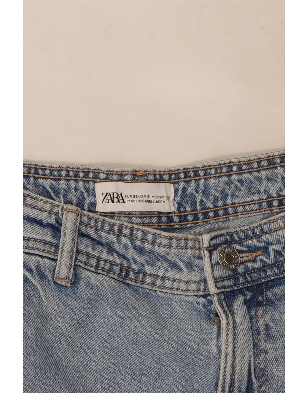 Zara Dame Cargo Straight Jeans EU 38 Small W32 L32 Blå