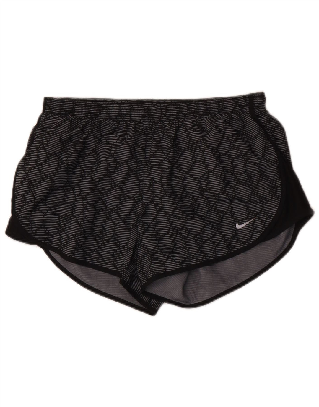 Nike Dame Dri Fit Sports Shorts UK 10 Små Grå Geometrisk Polyester