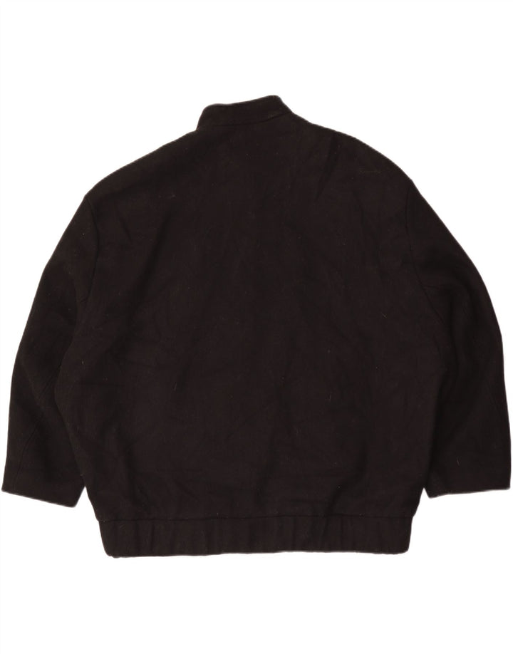 Zara Dame 3/4 ærmet oversized bomberjakke UK 14 Medium Sort Uld