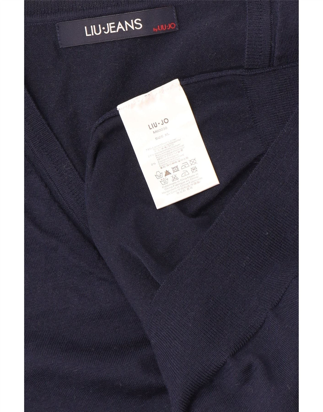 LIU JO Dame V-hals sweater UK 18 XL Marineblå Uld