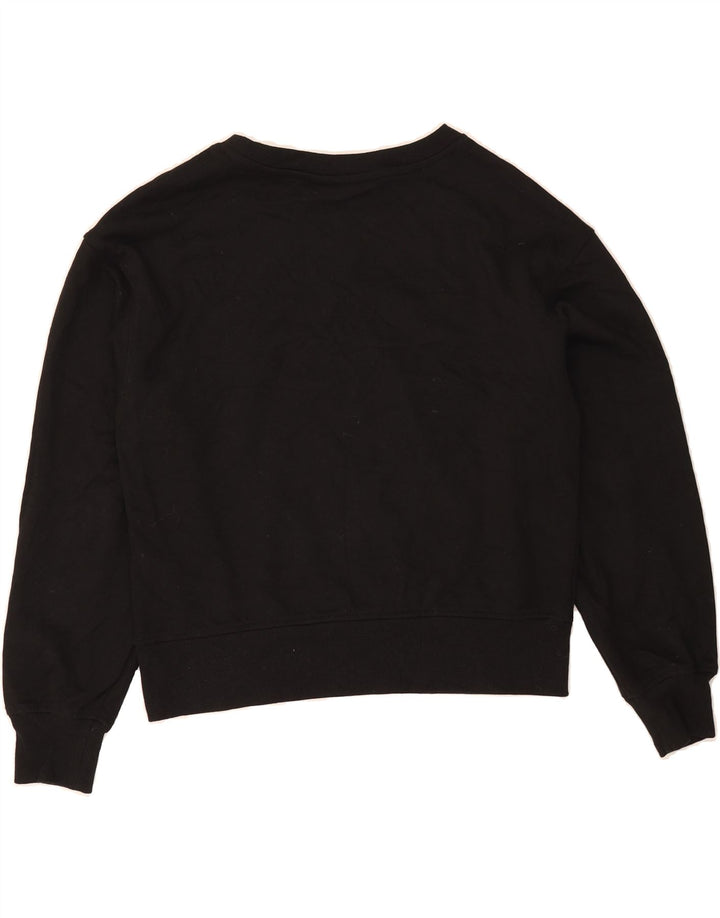 DKNY Womens Crop Sweatshirt Jumper UK 14 Medium Black Colourblock Cotton Vintage Dkny and Second-Hand Dkny from Messina Hembry 