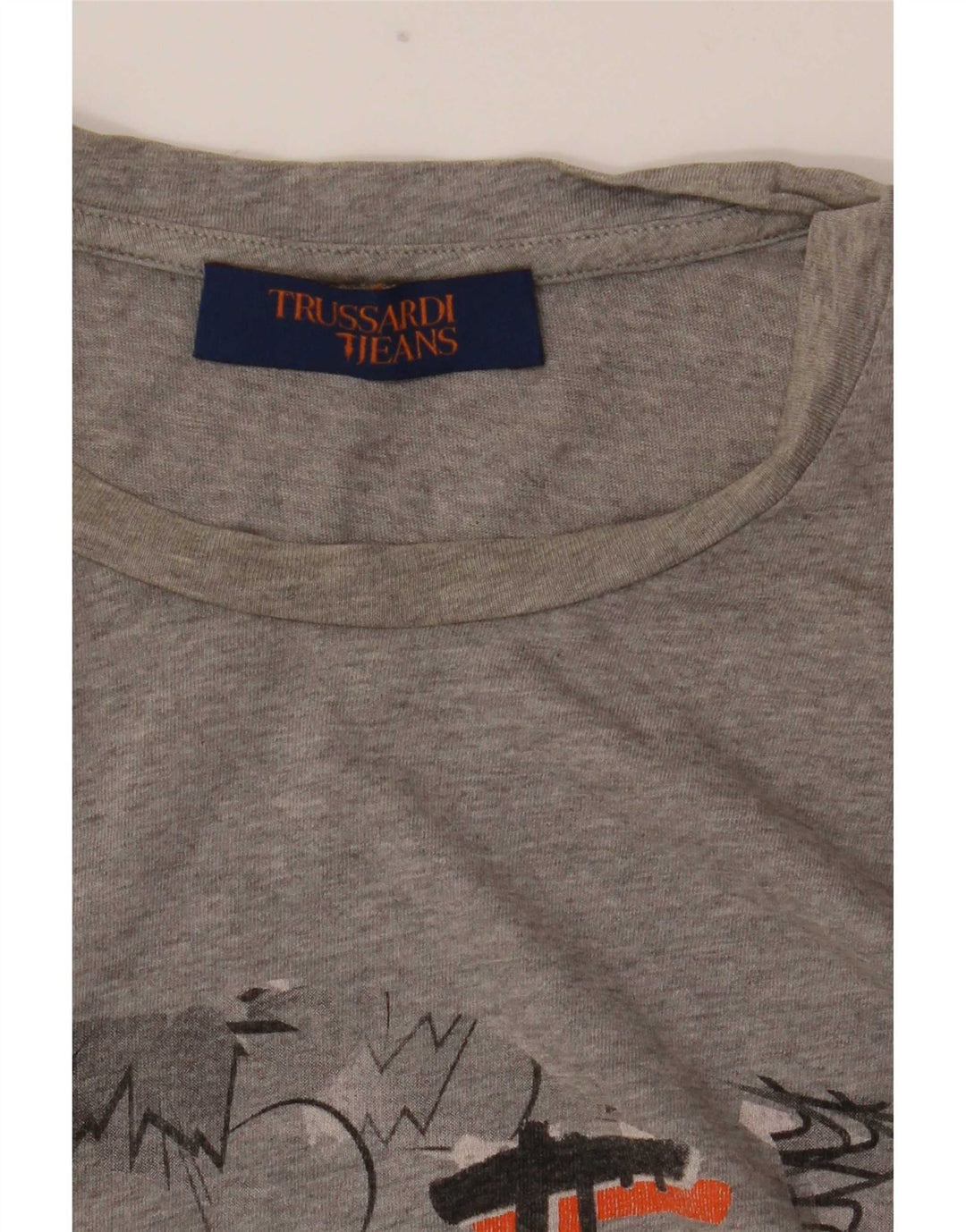 Trussardi Jeans Herre grafisk T-shirt Top Lille Grå