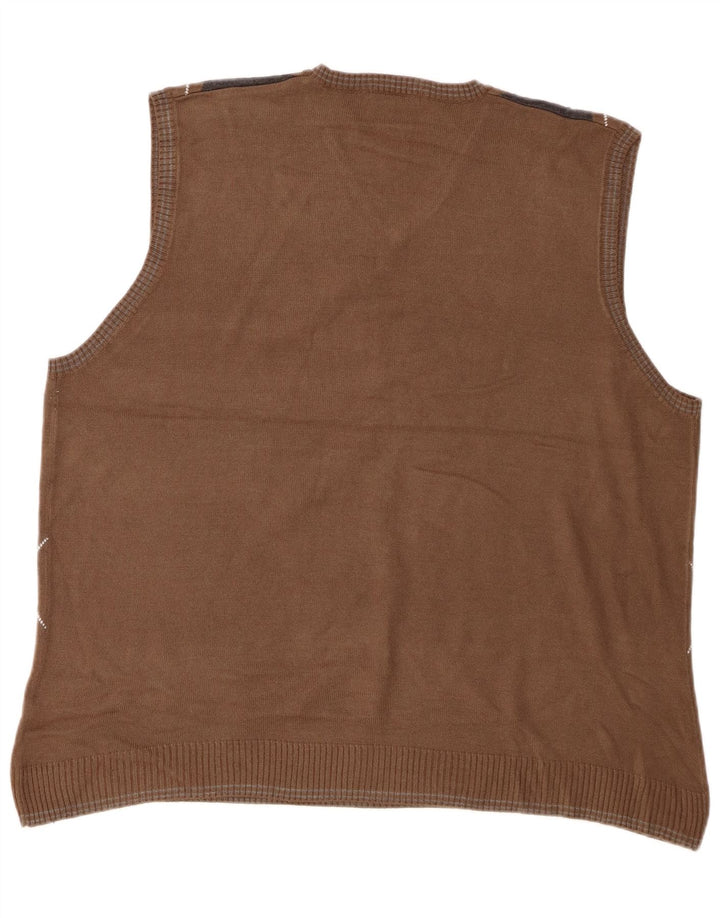 Marks & Spencer Herrevest Tank Top XL Brun Argyle/Diamond Akryl