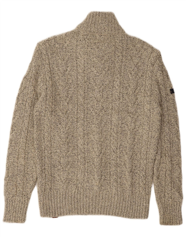 SUPERDRY Herre sweater med lynlåshals XL Beige Flecked Acryl
