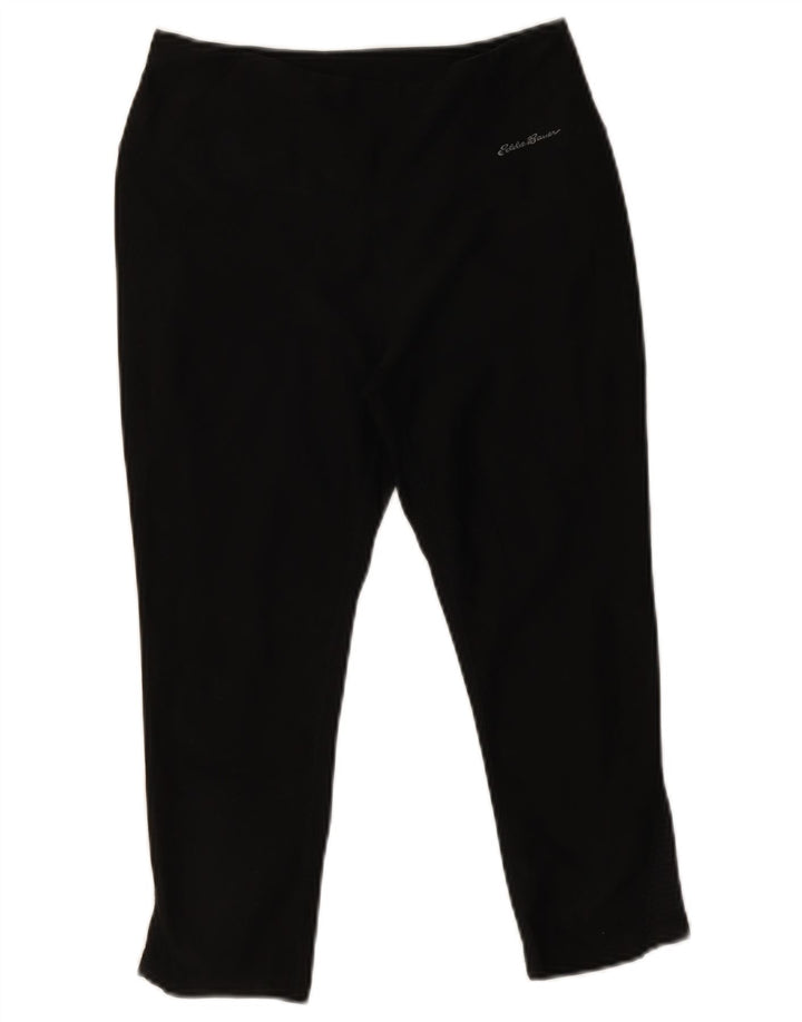 Eddie Bauer Dame Capri Leggings UK 10 Small Black Polyester