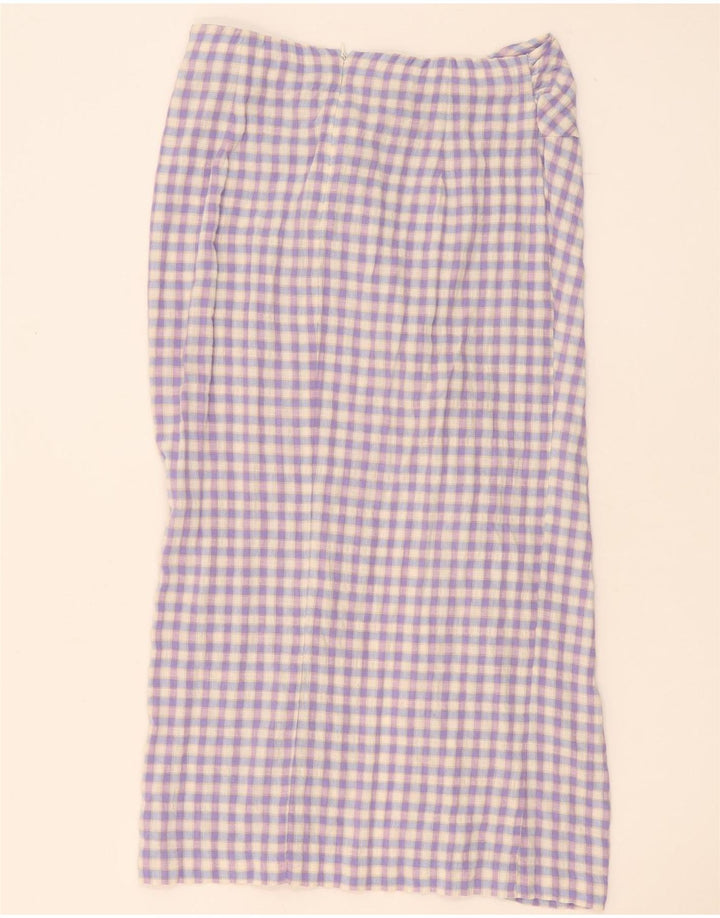 Zara Dame Maxi Nederdel Large W32 Lilla Gingham