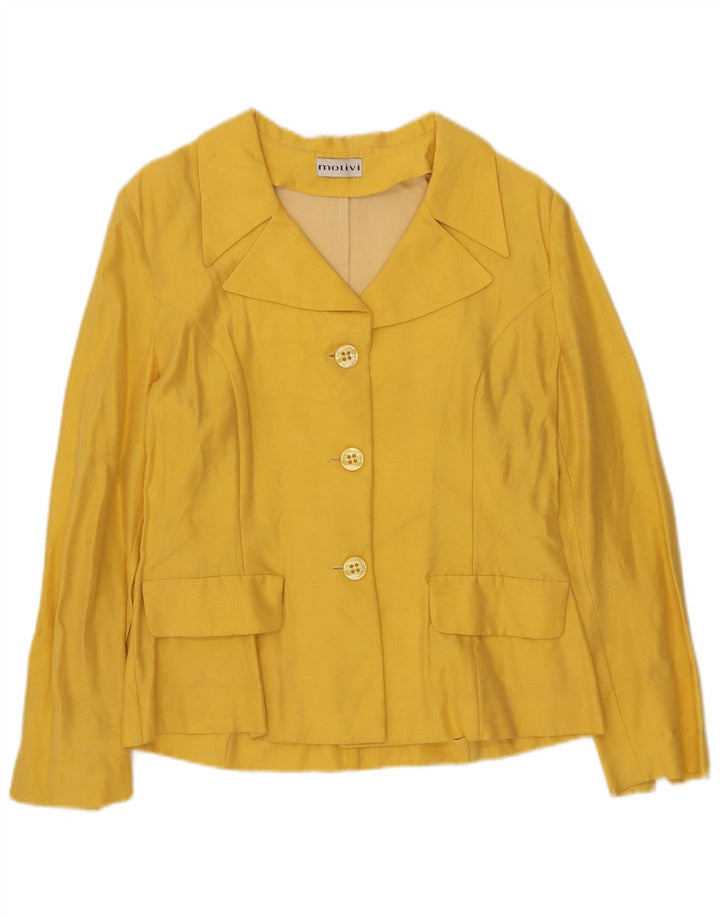 MOTIVI Dame 3 Button Blazer Jacket UK 10 Small Yellow