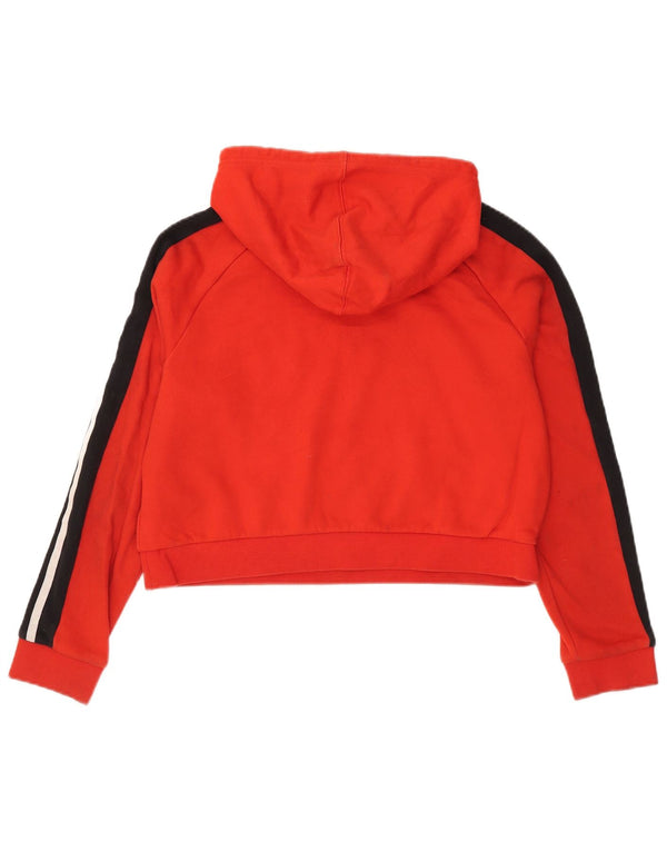 Adidas Womens Crop Oversized Hoodie Jumper UK 10 Small Red Colourblock