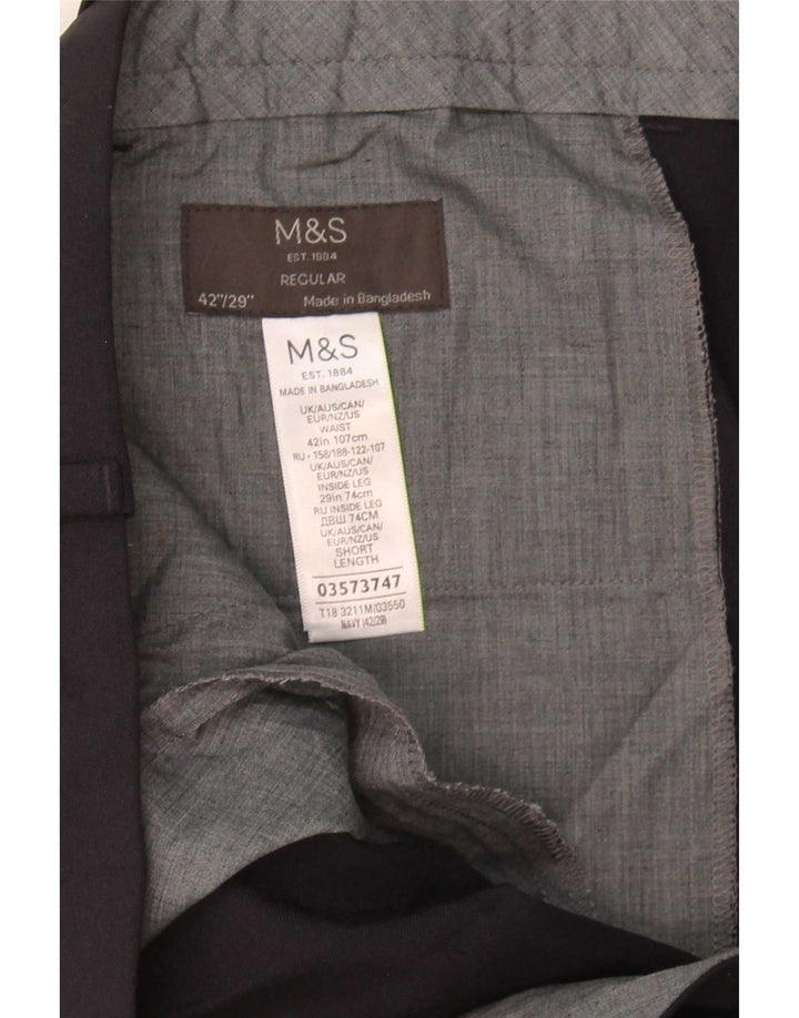 Marks & Spencer Herre Pegged Regular Suit Bukser W42 L29 Navy Blue