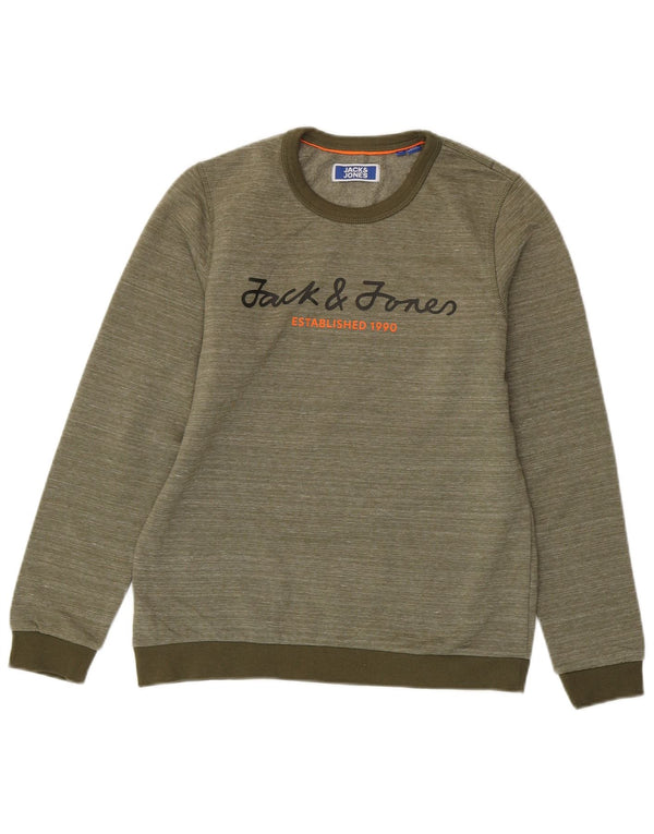 Jack & Jones drenge sweater med rund hals 13-14 år Khaki nålestribe