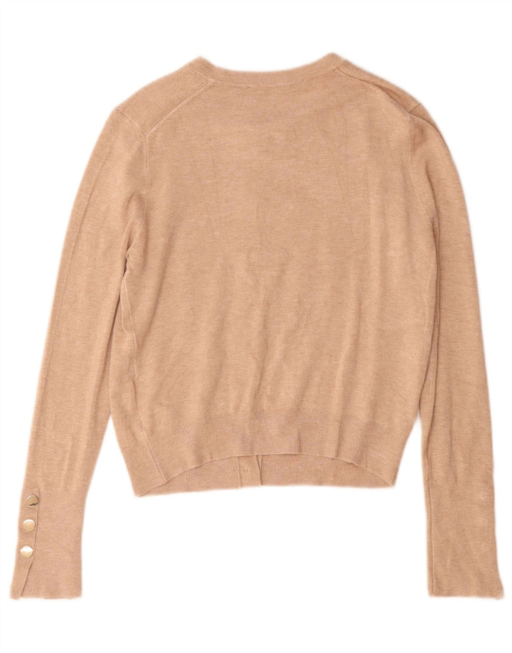 Zara Dame Cardigan Sweater UK 12 Medium Beige Viscose