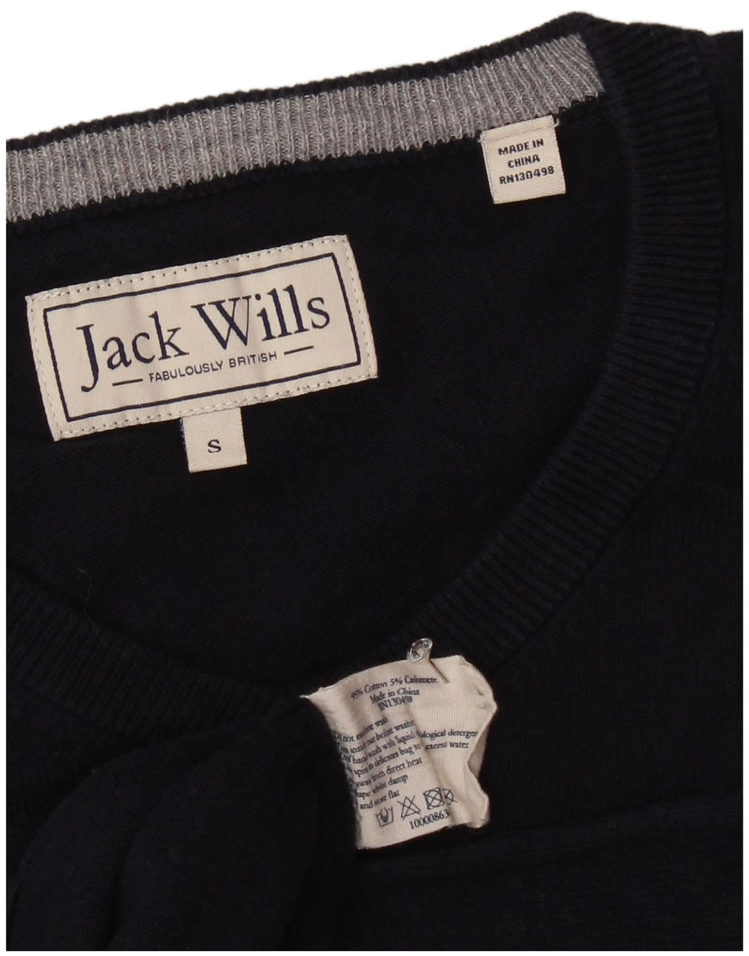 JACK WILLS Herre V-hals sweater lille marineblå bomuld
