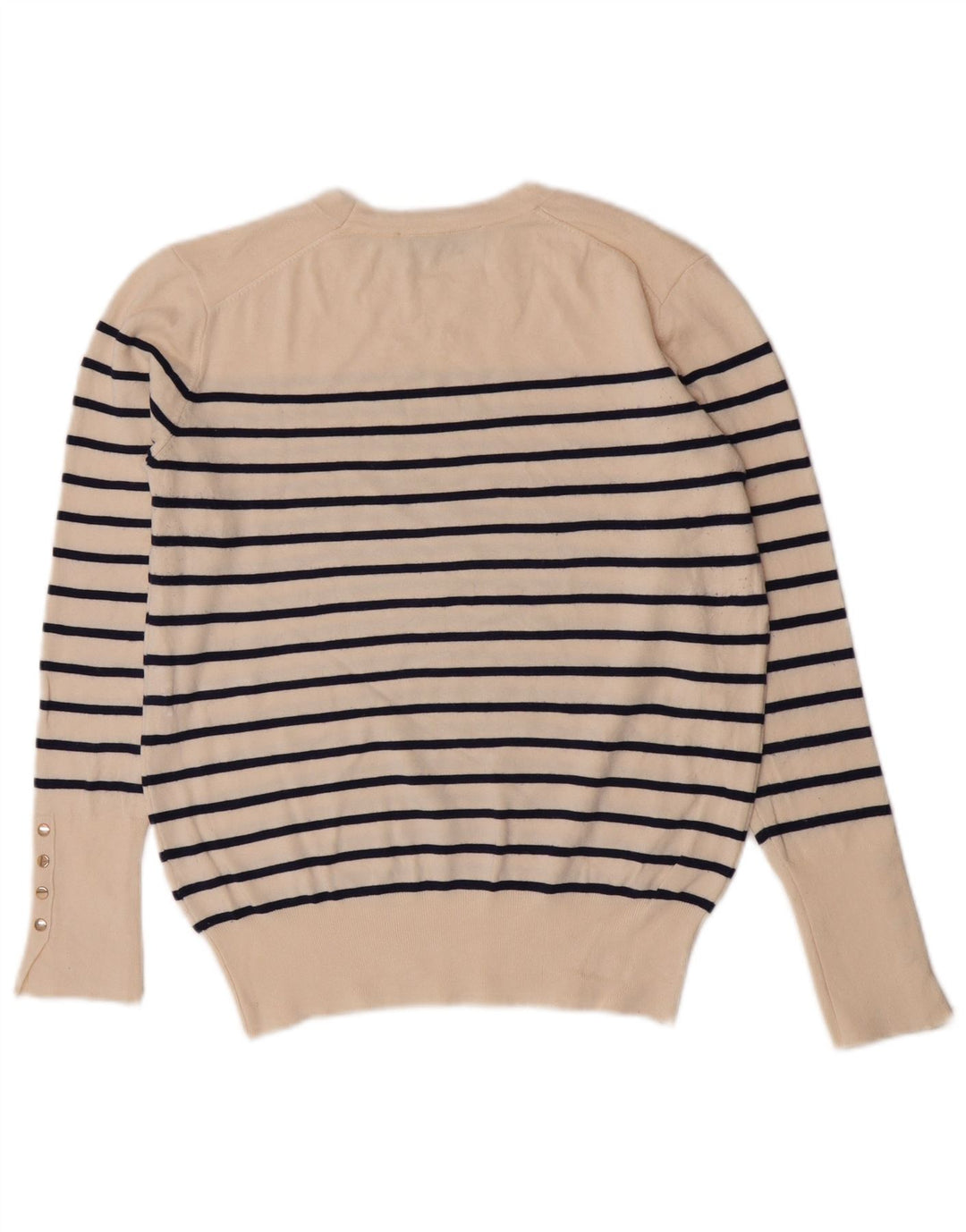 Zara Dame Jumper Sweater UK 14 Stor Off White Stribet