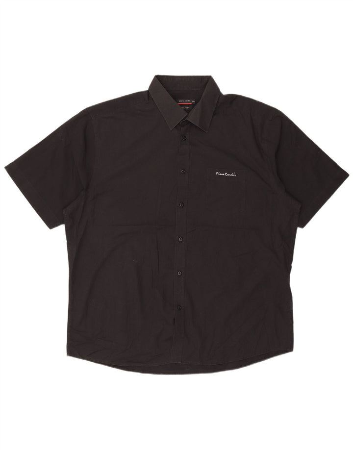 Pierre Cardin Herre kortærmet Regular Fit skjorte 3XL sort polyester
