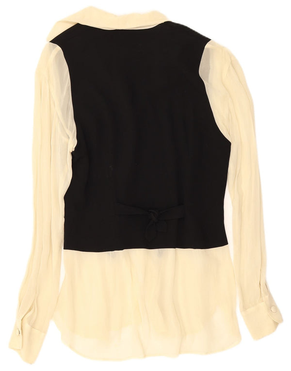 Moschino skjortebluse til kvinder UK 12 Medium Black Colourblock Acetate
