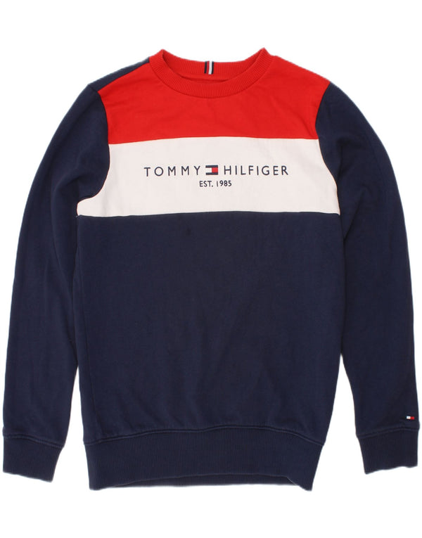 Tommy Hilfiger Boys Sweatshirt Jumper 9-10 år Navy Blue Colourblock
