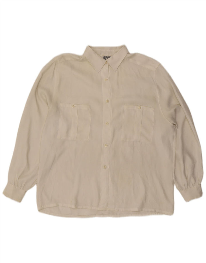 Vintage dameskjorte UK 14 Medium White Polyester