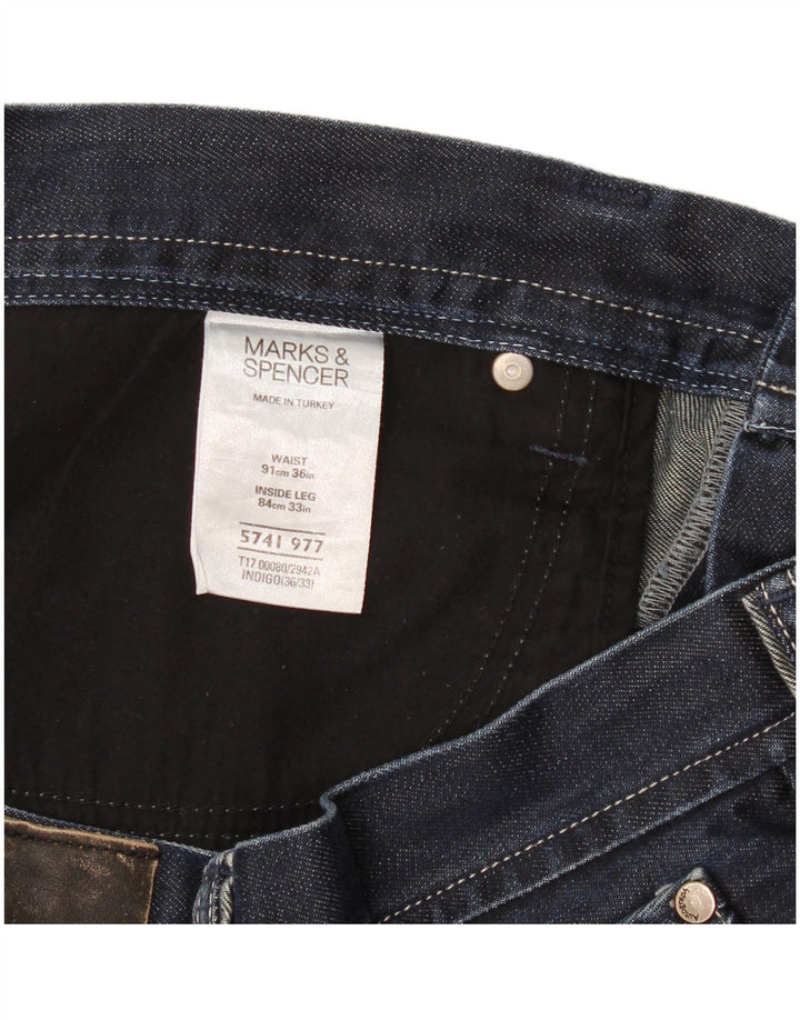 Marks & Spencer Herre Autograph Straight Jeans W36 L33 Marineblå Bomuld