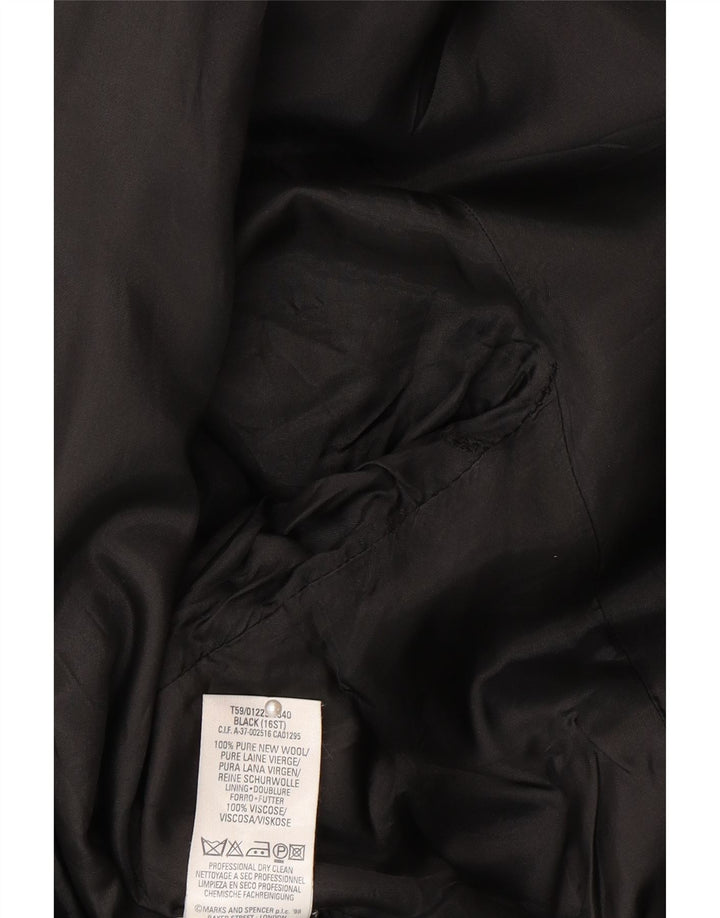 Marks & Spencer Dame 1-knaps blazerjakke UK 16 Stor sort uld