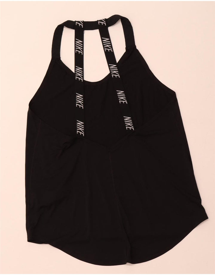 NIKE Dame Dri Fit Loose Fit Grafisk Vest Top UK 12 Medium Sort