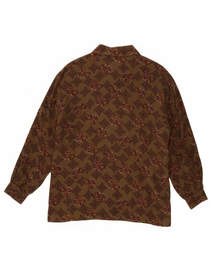 VINTAGE Womens Loose Fit Pullover Shirt IT 42 Medium Green Animal Print