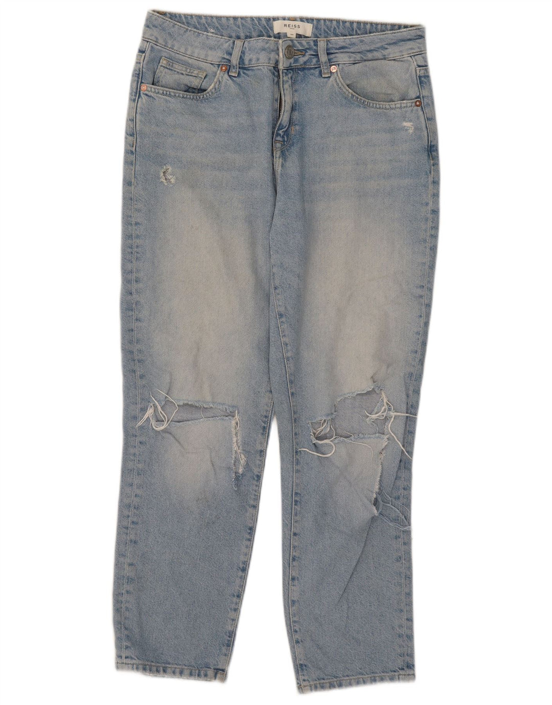 Reiss Kvinders Distressed Cropped Jeans W29 L26 Blå Bomuld
