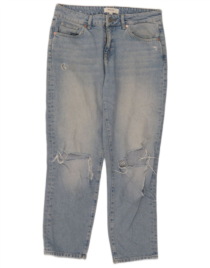 Reiss Kvinders Distressed Cropped Jeans W29 L26 Blå Bomuld