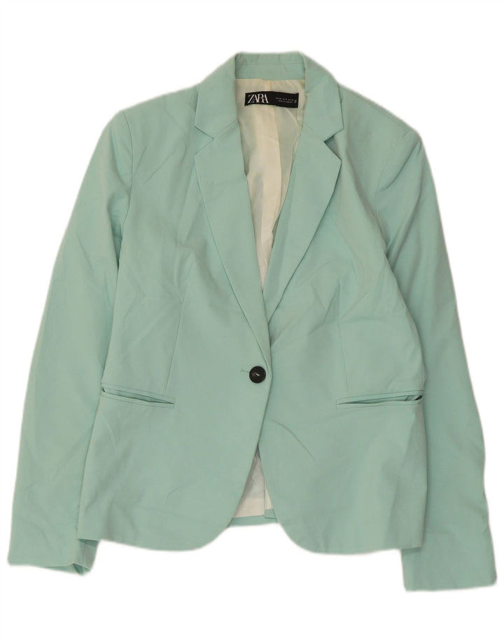 Zara Dame 1-knaps blazerjakke EU 40 mellemgrøn polyester