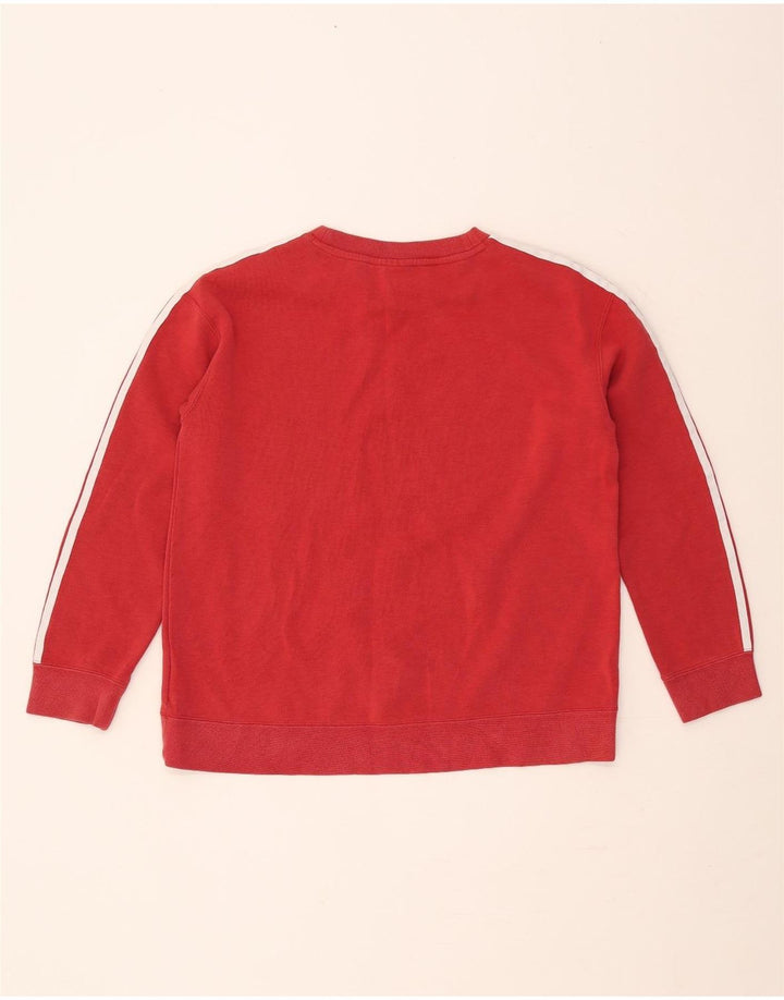ADIDAS Dame Oversized Sweatshirt Jumper UK 8 Lille Rød Bomuld