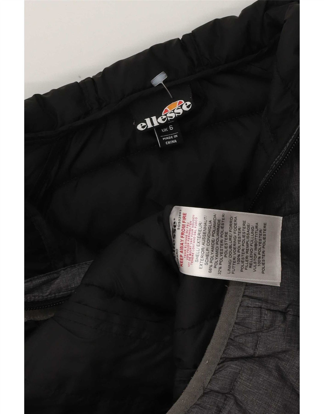 Ellesse Dame Hætte Polstret Jakke UK 6 XS Grå Polyester