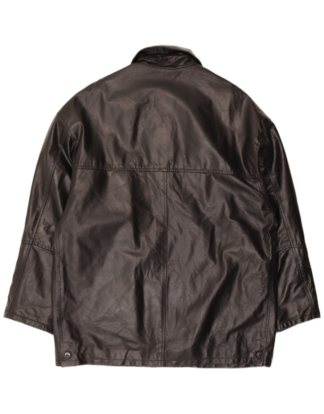 VINTAGE Mens Leather Jacket IT 54 2XL Black Leather