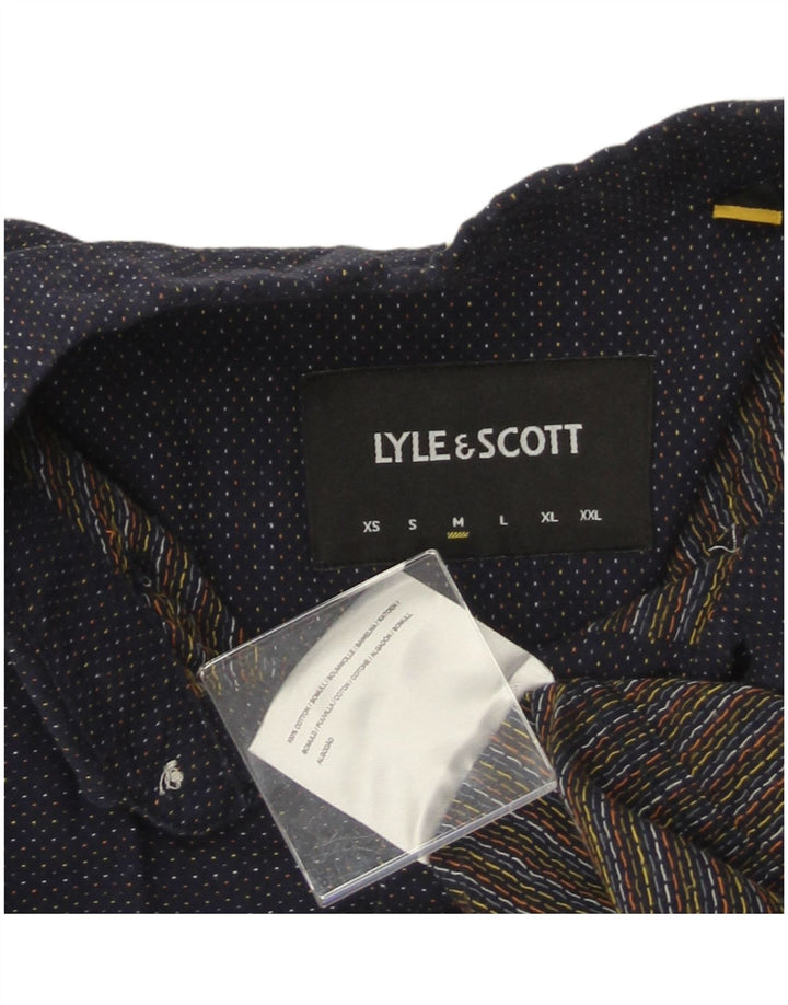 LYLE & SCOTT Herreskjorte Medium Navyblå plettet bomuld