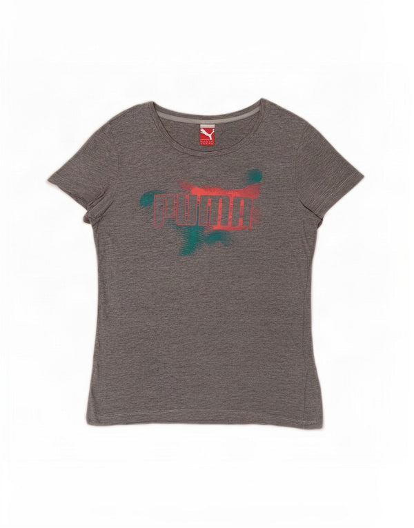 Puma Grafisk T-Shirt Top UK 10 Lille Grå